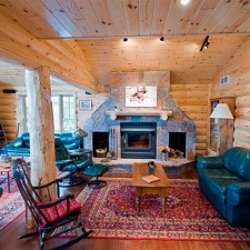 Rustic Log Siding Fireplace