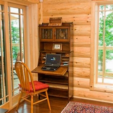 Corner Desk with Log Siding wall