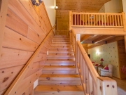 White Pine Timber Stairway w/ Rustic Railing