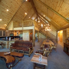 Massive Living Room with Log Siding