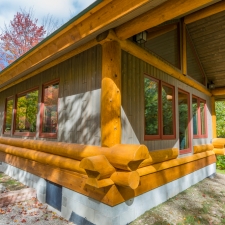 She Shed Log Detail with Barnwood Paneling