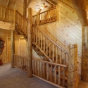 Log Home Stairway with Prefinished Knotty Pine Paneling