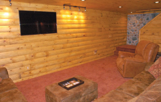 man cave basement log siding update