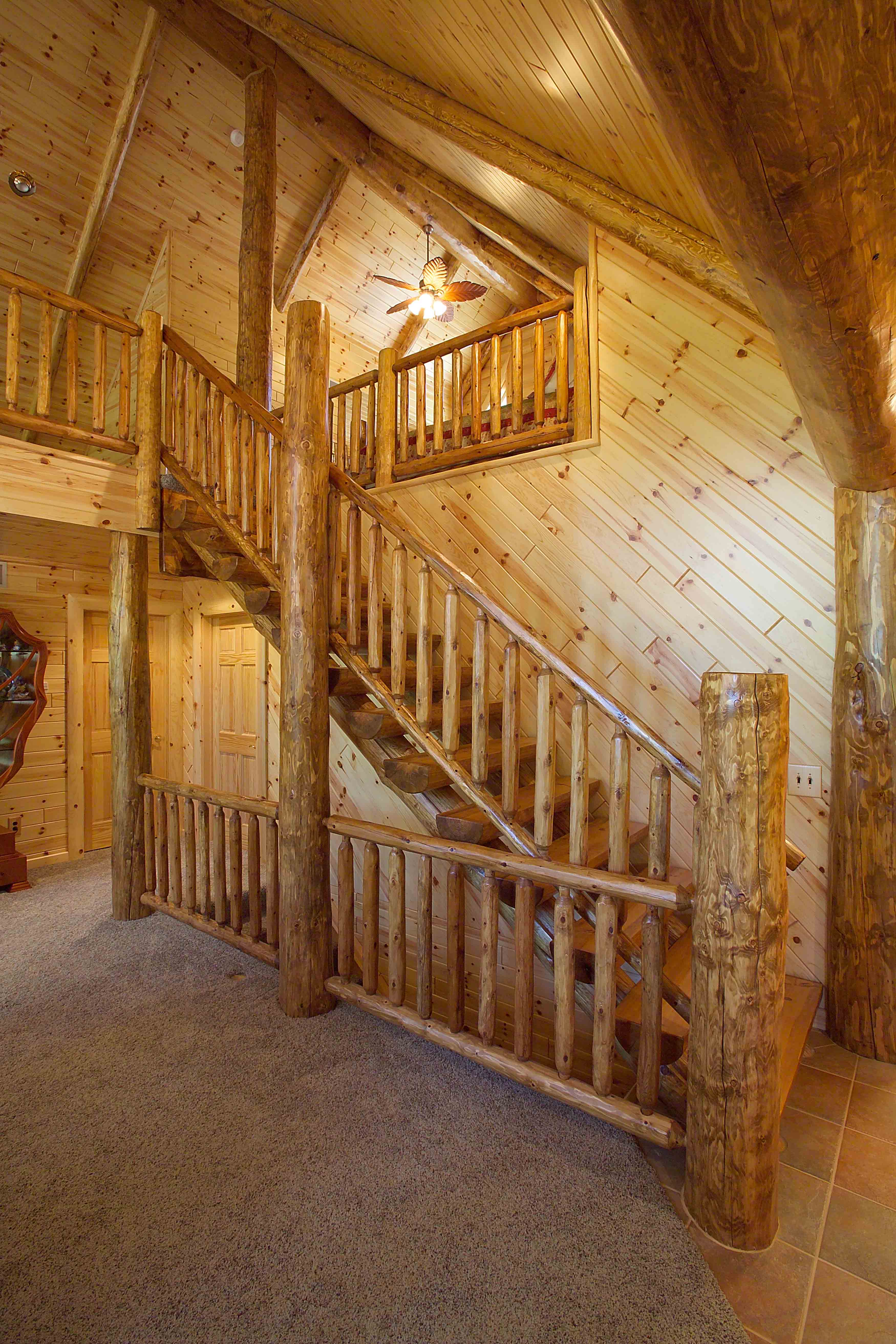 Rustic Railings Stair Porch Interior Exterior Primitive Log Cabin Art Furniture 