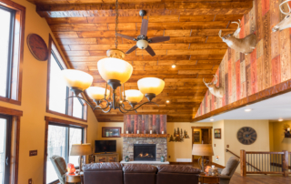 Dark Stain Knotty Pine Paneling w/Custom Barnwood