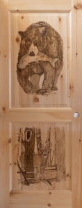 Knotty Pine Door Raised 2 Panel - Carvings 2