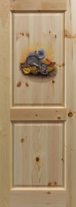 Knotty Pine Painted Squirrel 2 Panel Door